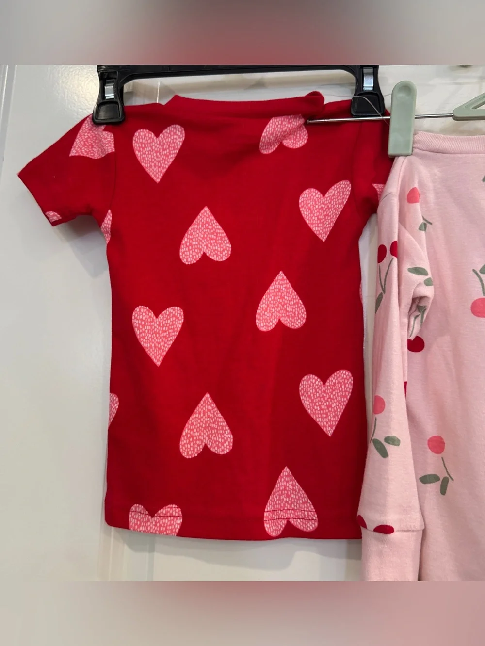 2- Carter's Baby Toddler Girl Shirts Red & Pink Hearts & Pink  & Cherries 18 Mo